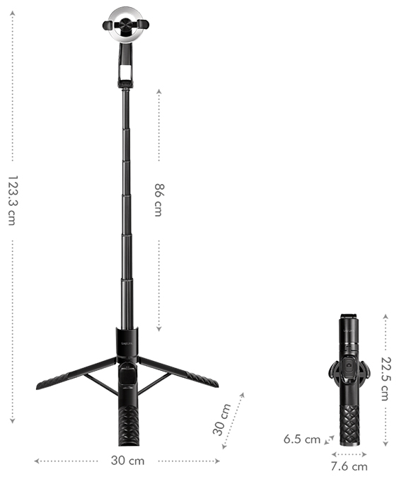 Perche à selfie magnétique BT 5.0, dimensions