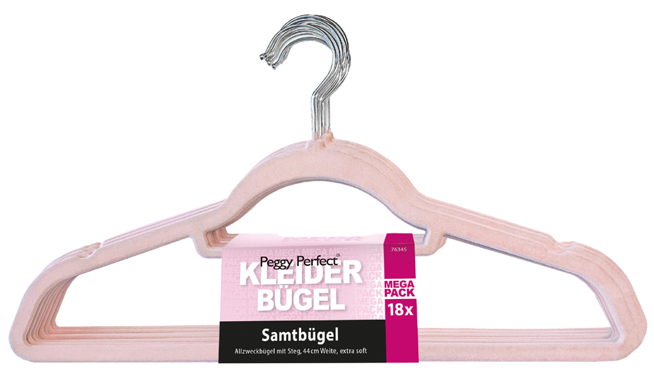 Peggy Perfect Cintre 'Velours' avec barre, pack de 18