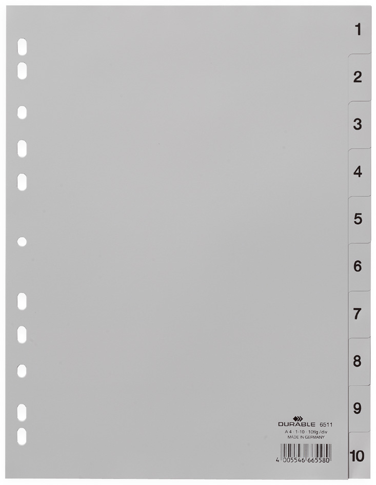 Intercalaires plastique, chiffres