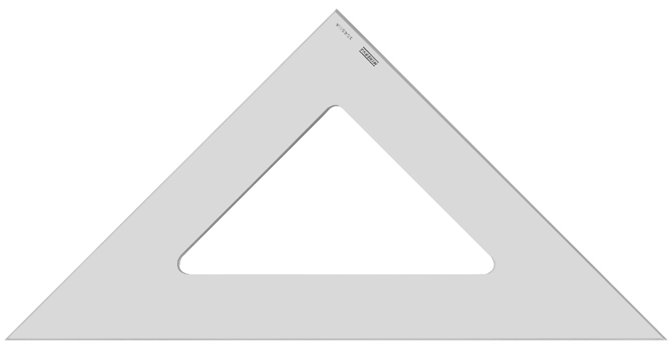 MINERVA Equerre en plexi usiné, hypoténuse: 424 mm
