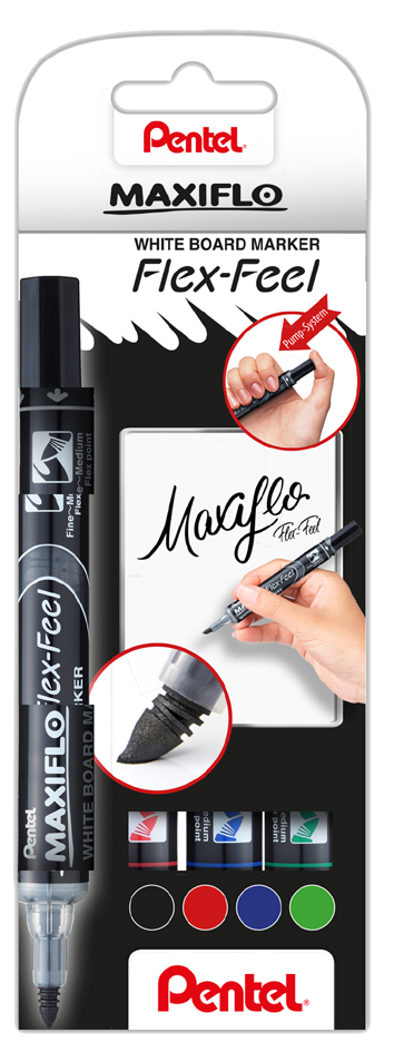 Pentel Marqueur pour tableau blanc Maxiflo Flex-Feel, kit