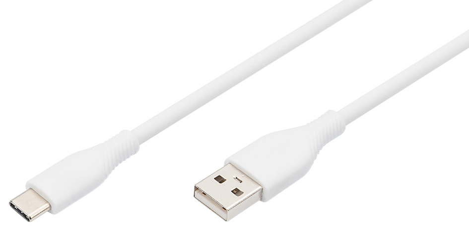 DIGITUS Câble USB 2.0 silicone, USB-C - USB-A, 0,5 m, blanc