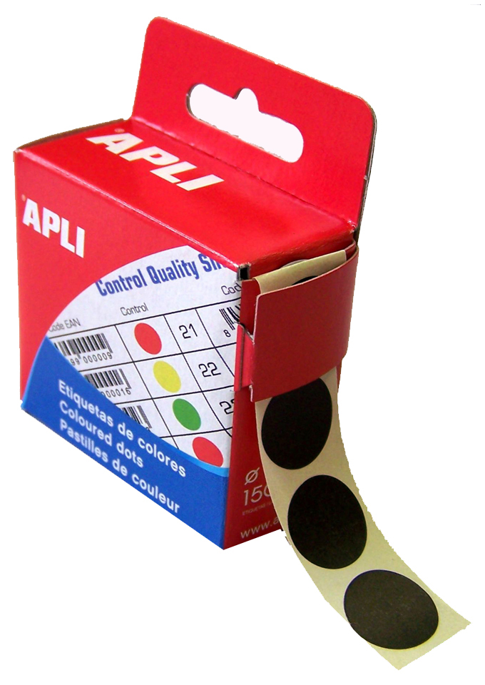 APLI Pastille de signalisation, diamètre: 15 mm, noir