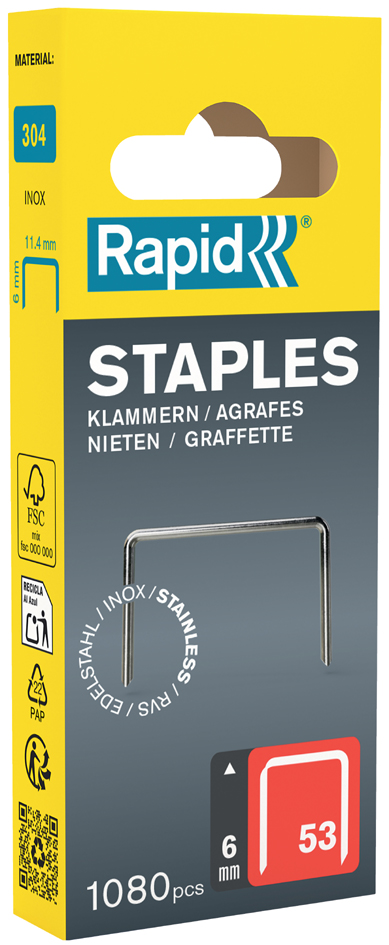 Rapid Agrafe fil fin no. 53, 6 mm, petit paquet