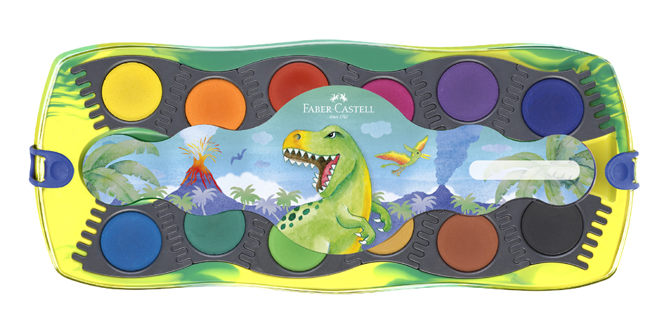 FABER-CASTELL Boîte de peinture CONNECTOR Dino, 12 couleurs