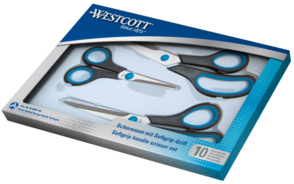 Ciseaux Easy Grip, lot de 3 dans son emballage