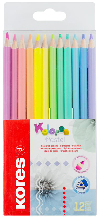 Kores Crayon de couleur 'Kolores Pastel', étui carton de 12
