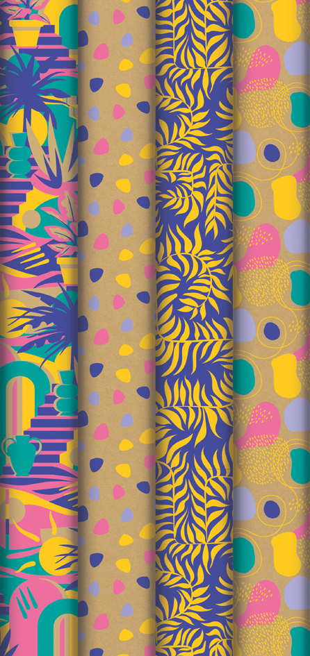 Présentoirs - papiers cadeau, motifs