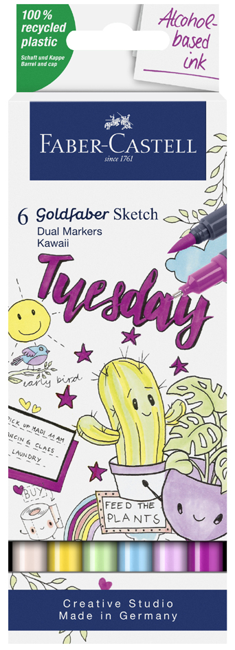FABER-CASTELL Marqueur Sketch GOLDFABER, étui de 6 Kawaii