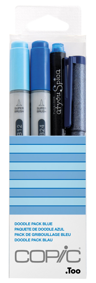 COPIC Marqueur ciao, kit de 4 'Doodle Pack Blue'