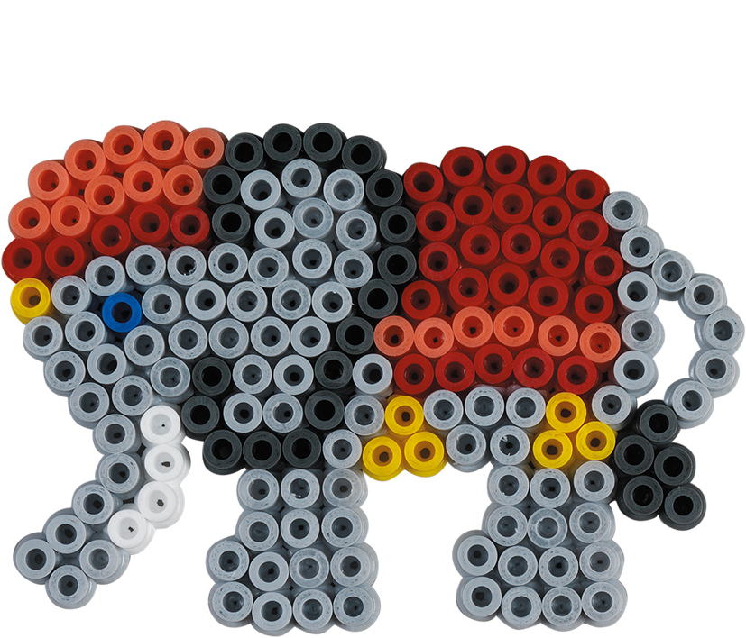 Visuel de référence: Utilisation des perles à repasser midi "éléphant/lion"