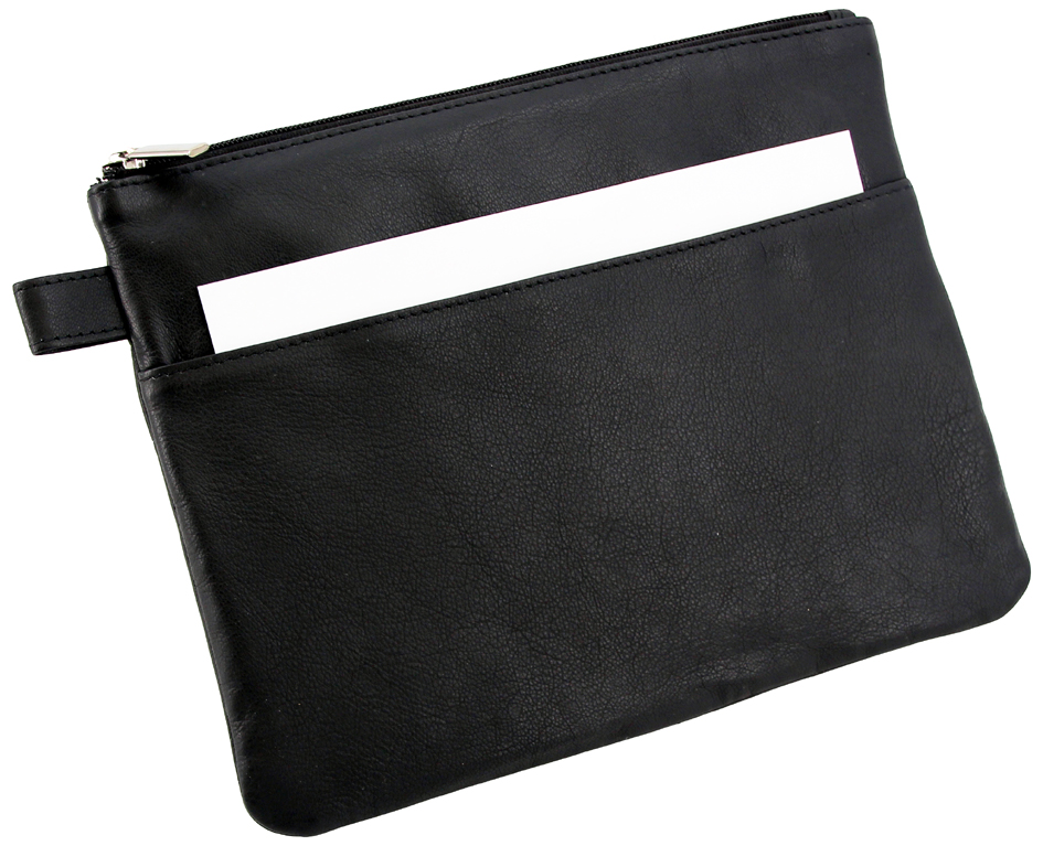Alassio Sac de banque avec poche avant, cuir, noir