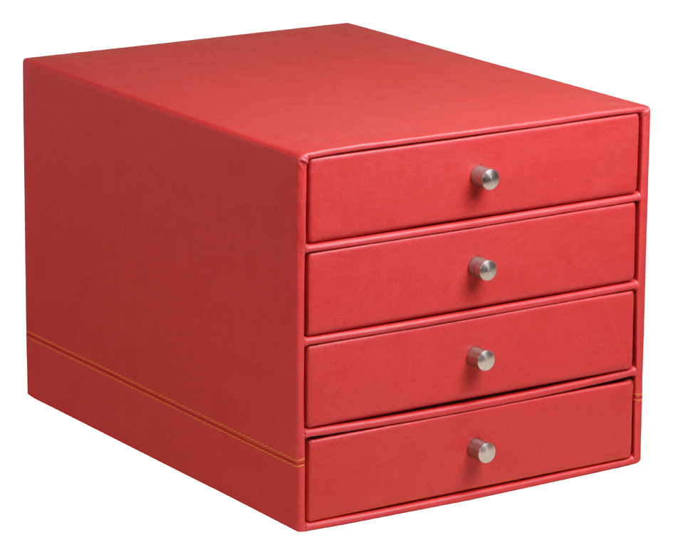 RHODIA Trieur 4 tiroirs, en simili cuir, coquelicot