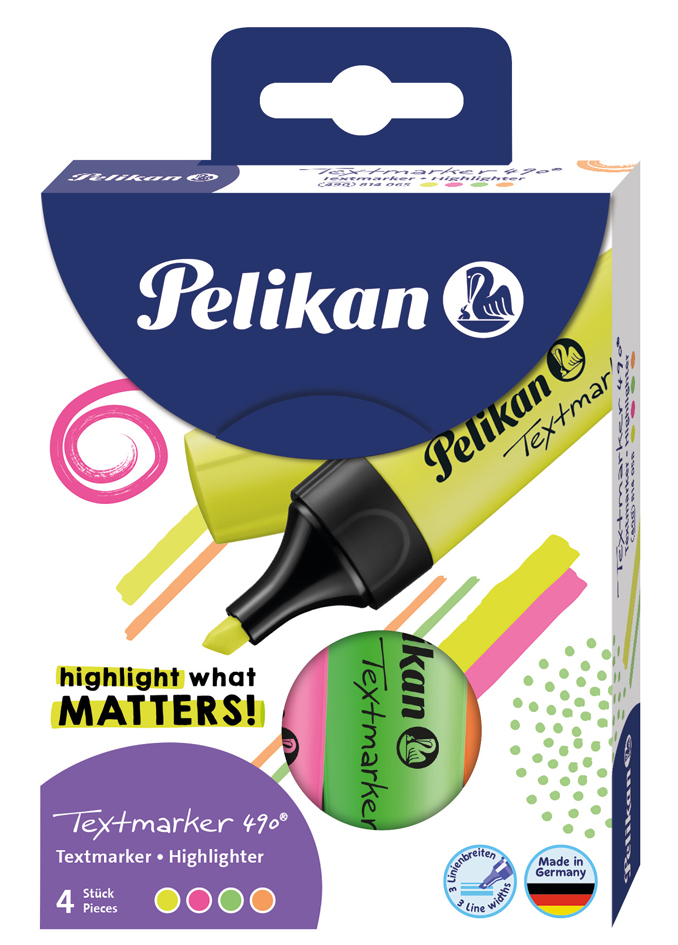 Pelikan Surligneur Textmarker 490, étui de 4, assorti