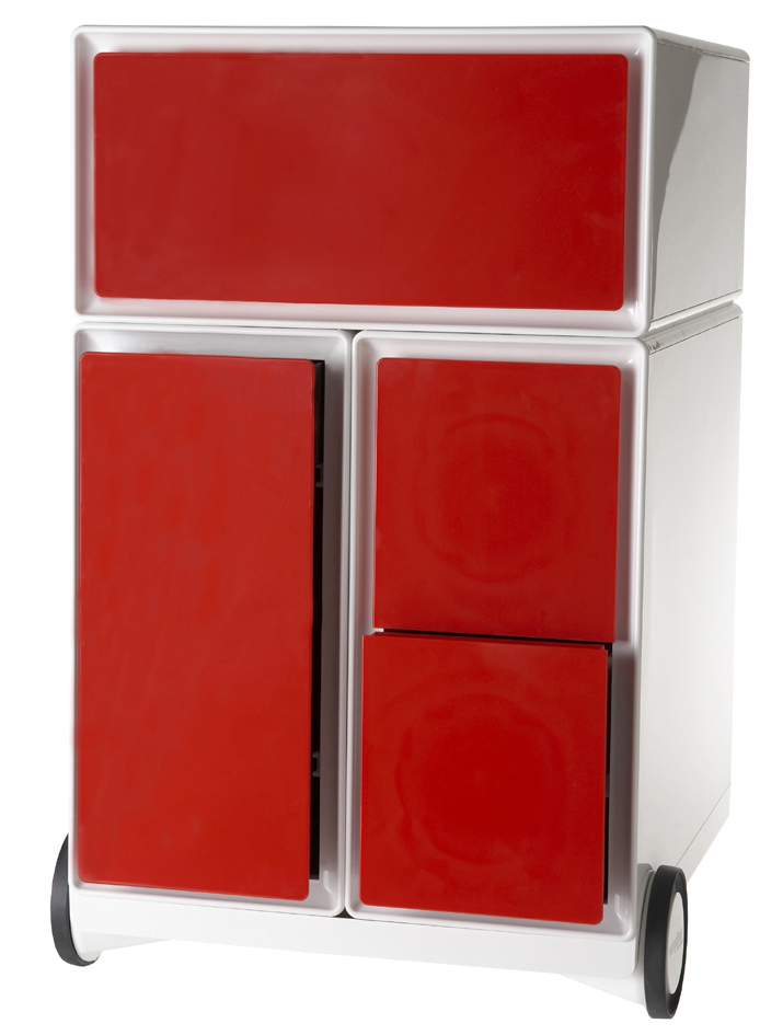 PAPERFLOW Caisson mobile 'easyBox', 1 tiroir, blanc / rouge
