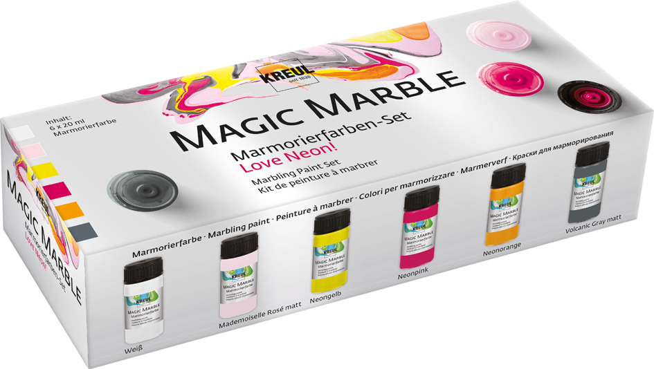KREUL Peinture à marbrer 'Magic Marble', kit Love Neon!