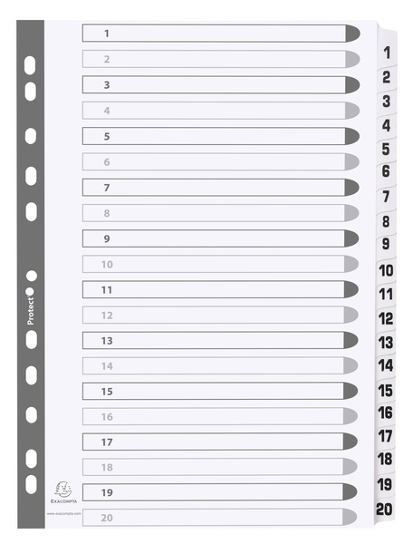 EXACOMPTA Intercalaires en carton 1-20, A4, 20 touches