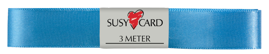 SUSY CARD Ruban cadeau 'double satin', 15 mm x 3 m, bleu