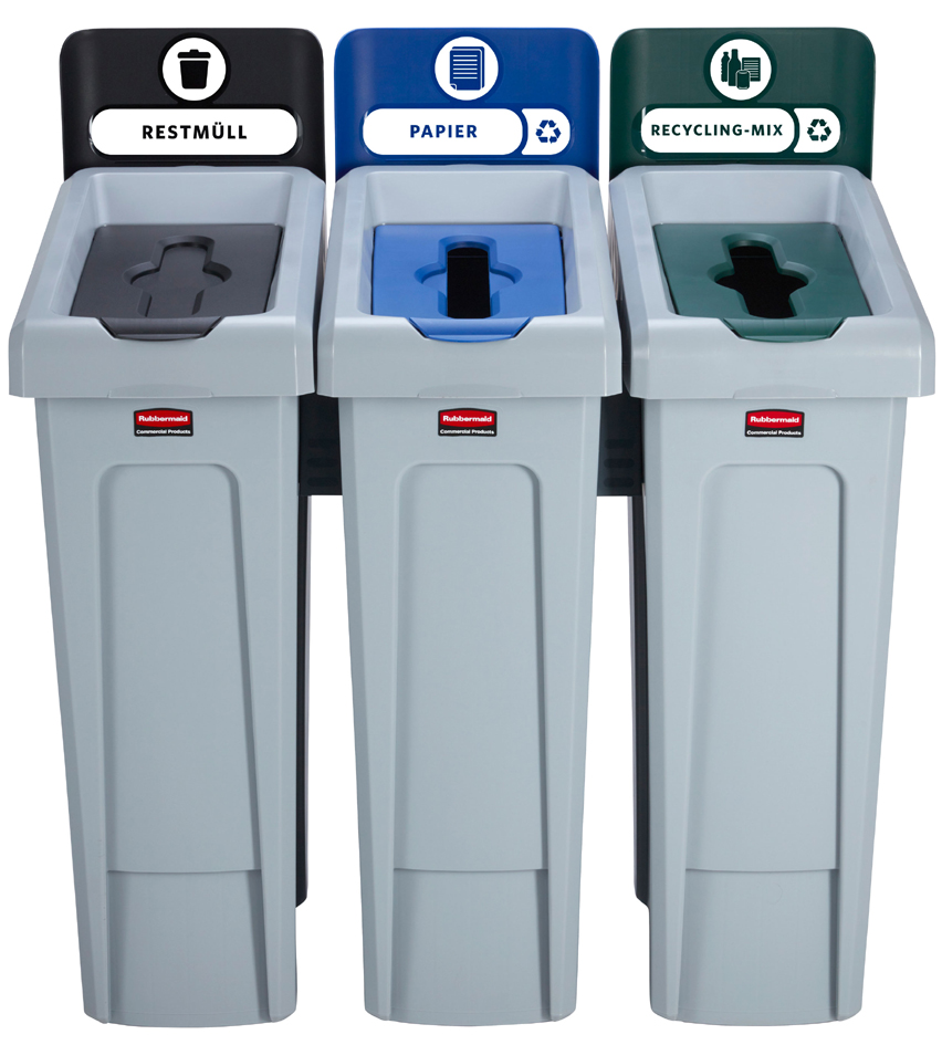 Rubbermaid Station de recyclage Slim Jim, kit de 3 flux