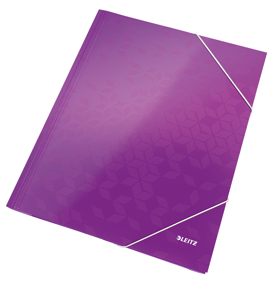 LEITZ Chemise à élastique WOW, format A4, carton, violet,