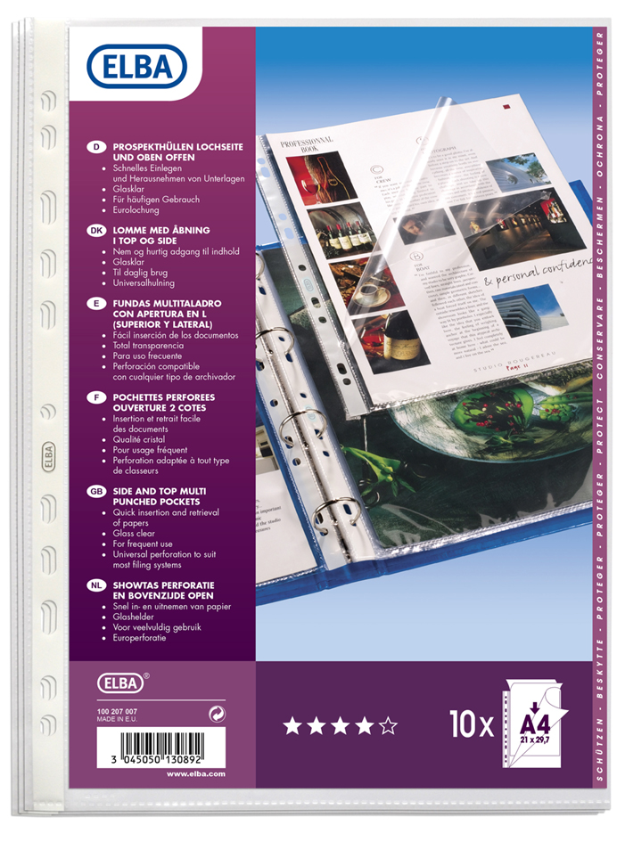 Oxford Pochette perforée, A4, PP, 0,07 mm, transparent