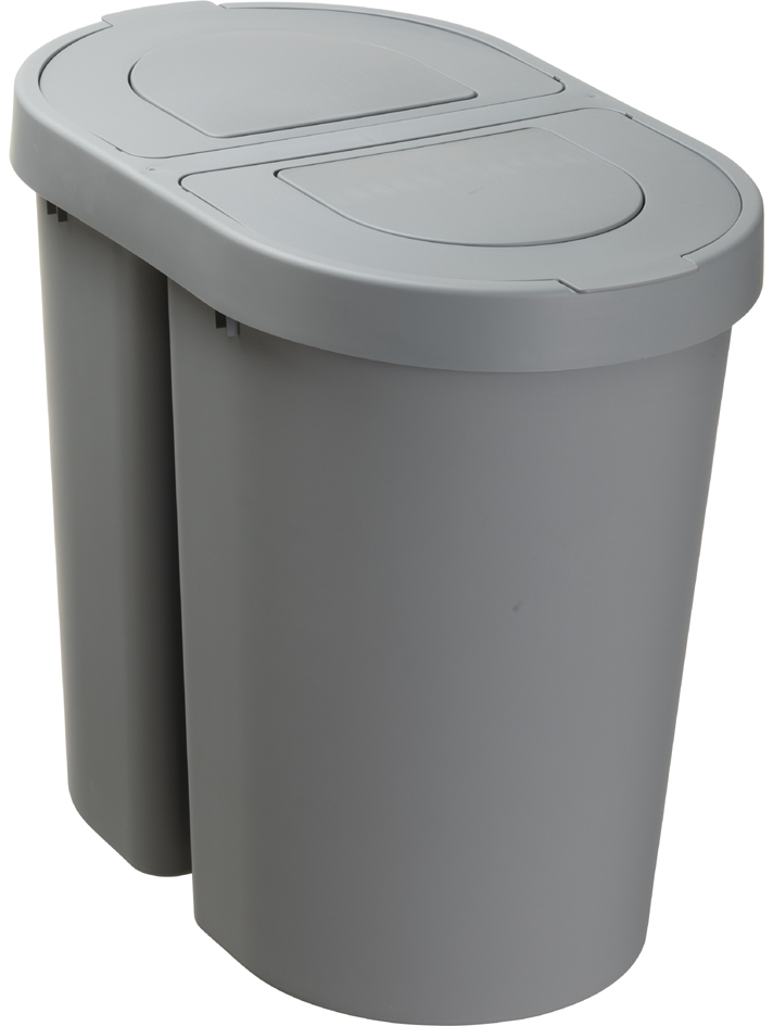 plast team Poubelle tri sélectif SEATTLE DUO, 2x25 L, argent