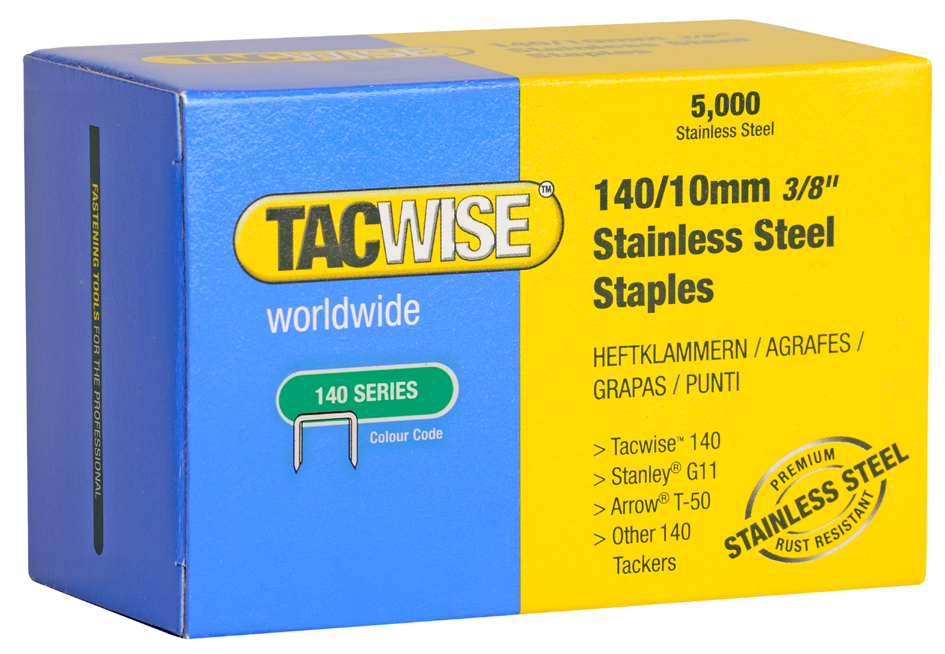 TACWISE Agrafes 140/10 mm, acier inoxydable, 5.000 pièces