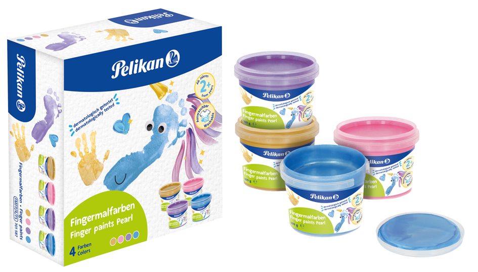 Pelikan Gouache aux doigts Couleurs nacrées, set de 4