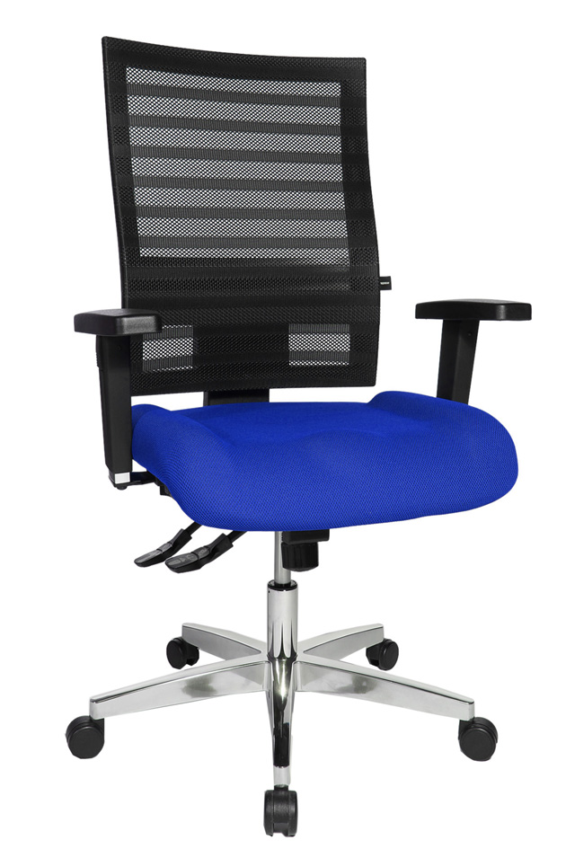 Fauteuil de bureau "P 91 NET", bleu royal avec un accoudoir optionnel type G3