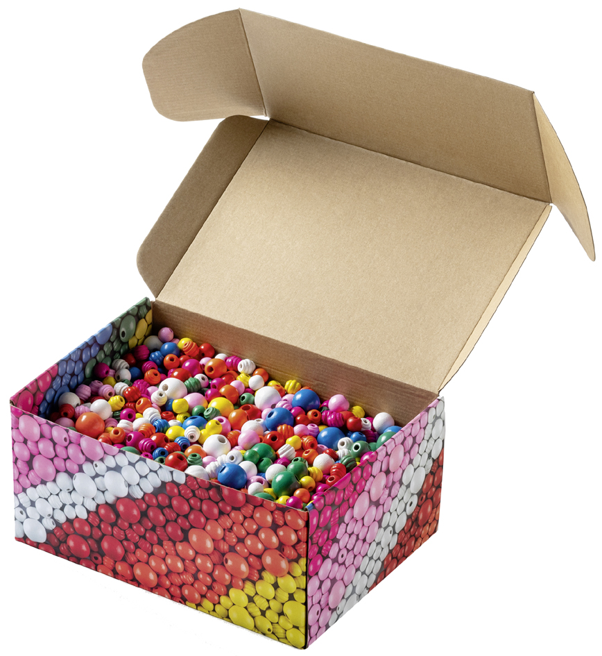 Mélange de perles en bois BASIC Jumbobox, ouvert