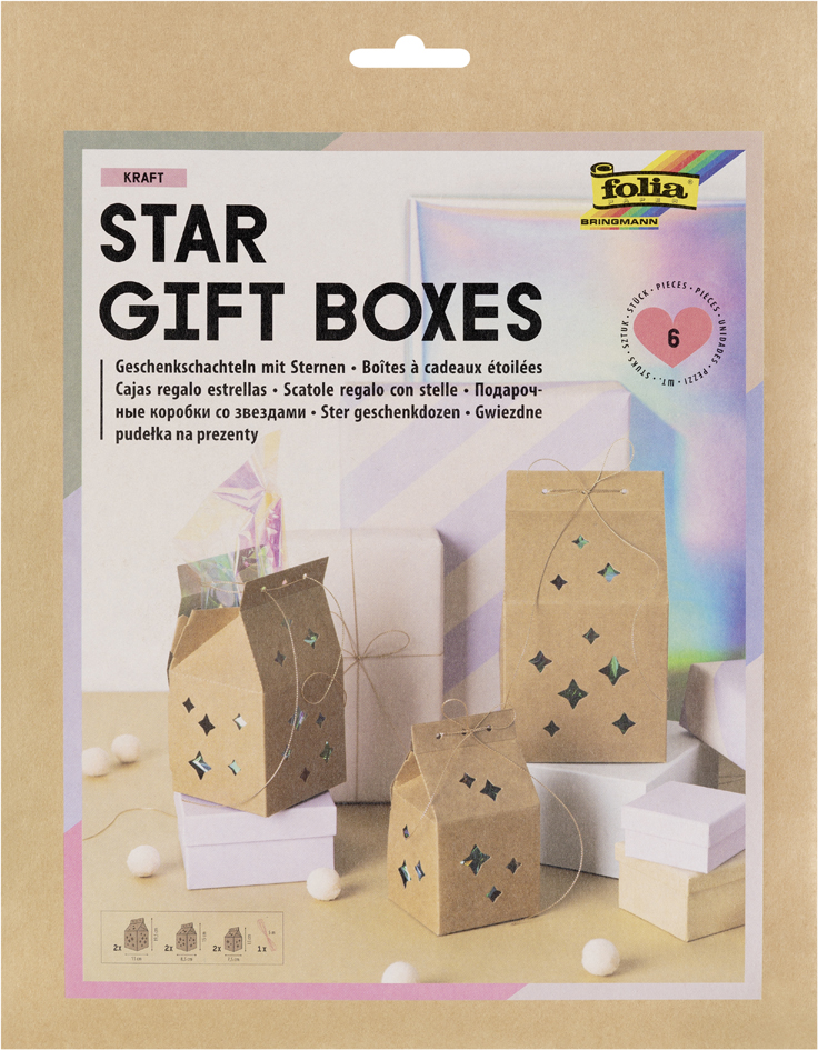 folia Set de boîtes-cadeaux 'Star gift boxes', papier kraft