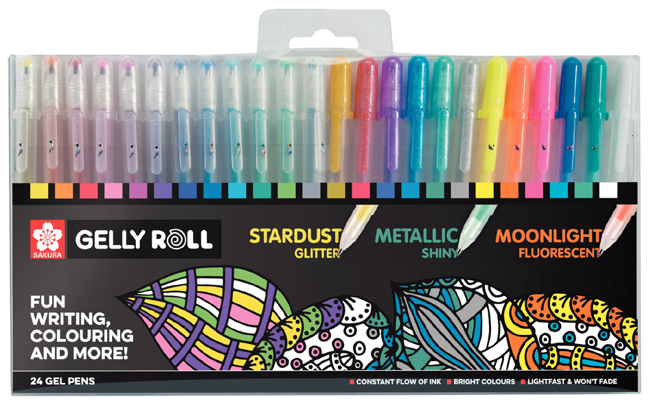 SAKURA Stylo roller à encre gel Gelly Roll Mix, étui de 24