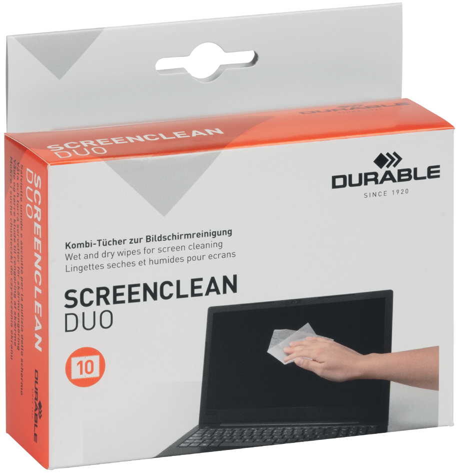 DURABLE Lingettes nettoyantes pour écran SCREENCLEAN DUO