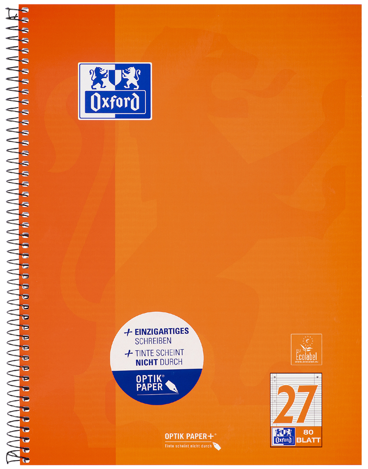 Cahier à spirale, marge à gauche et à droite, ligné