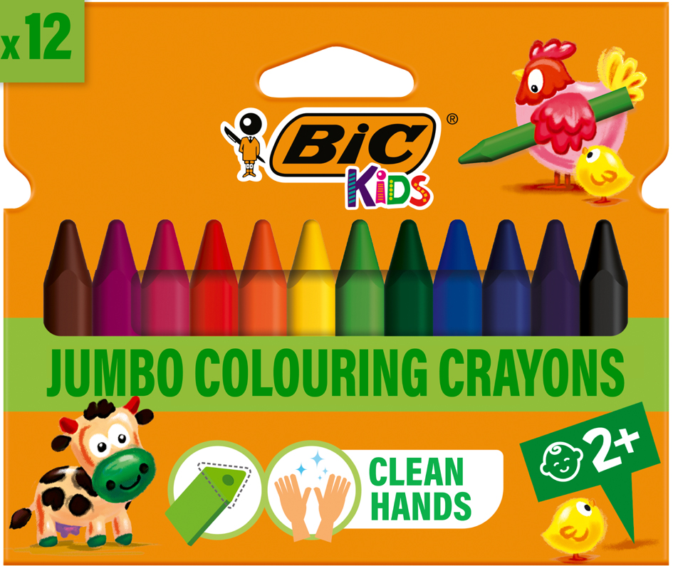 BIC Crayon de cire Plastidecor Triangle, étui de 12