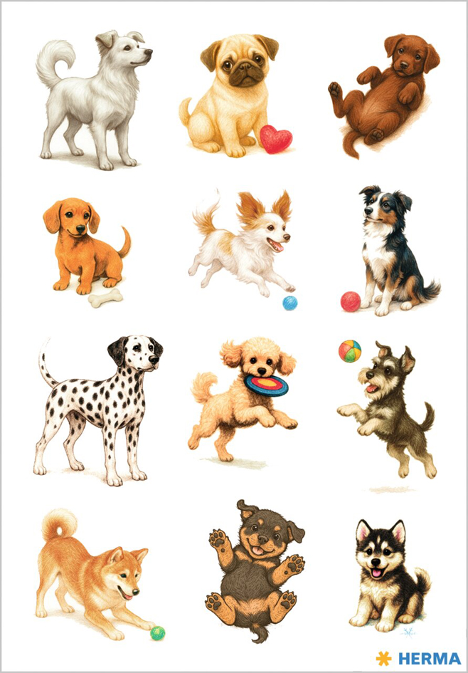 HERMA Stickers DECOR Chiens joueurs, papier