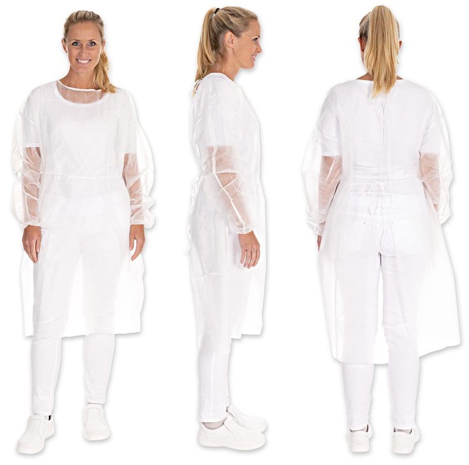 HYGOSTAR Blouse PP avec élastique aux manches, L, blanc