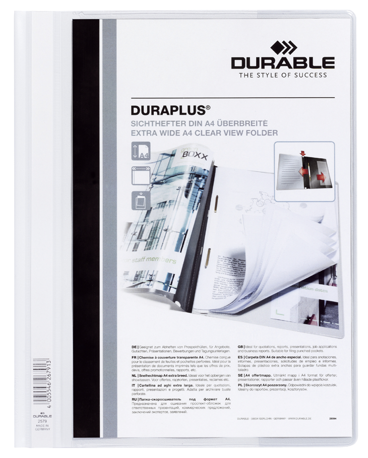 DURABLE Chemise à lamelle DURAPLUS, A4, blanc