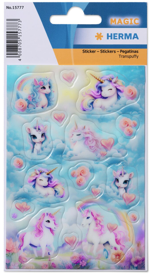 HERMA Sticker MAGIC Happy Unicorns, Transpuffy