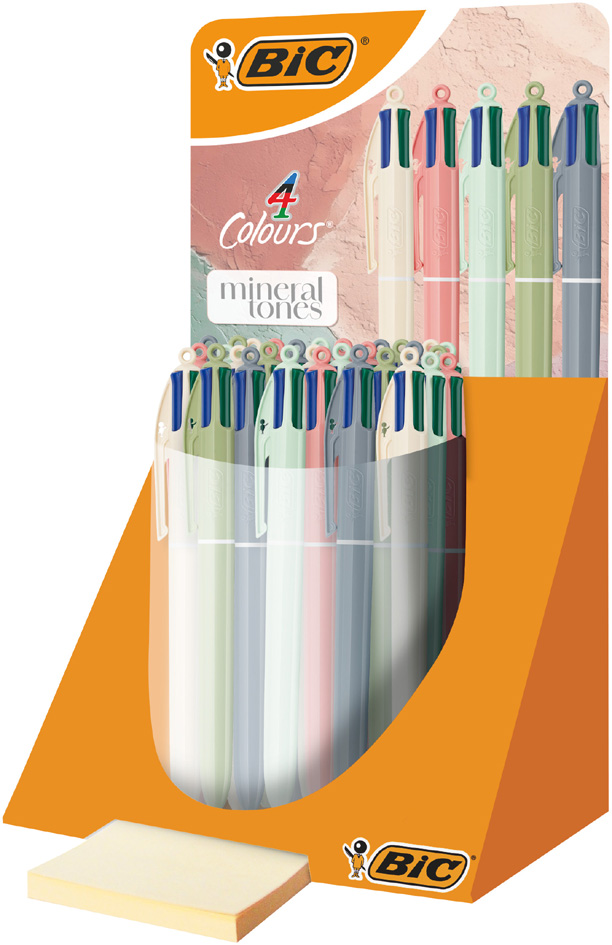 Stylo à bille rétractable 4 Colours Mineral Tones, présentoir de 30
