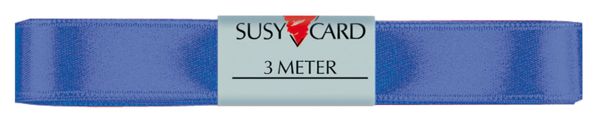 SUSY CARD Ruban cadeau 'double satin', 15 mm x 3 m, bleu