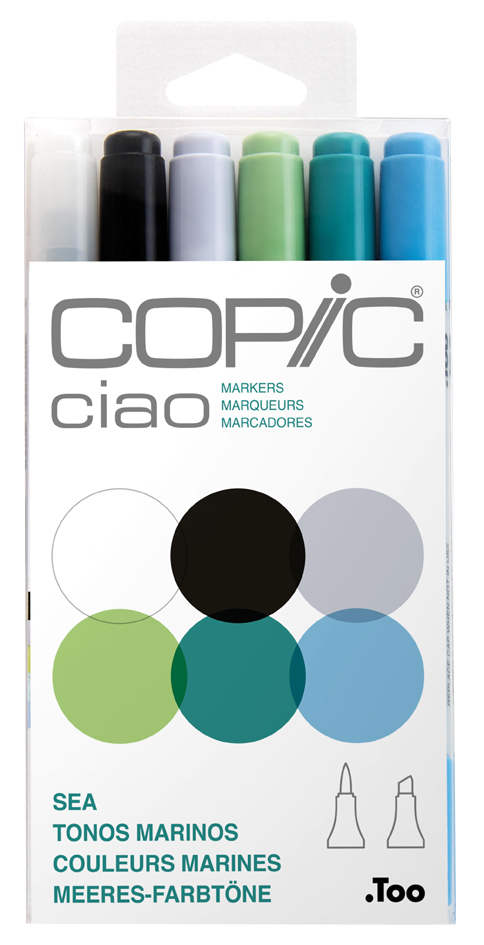 COPIC Marqueur ciao, kit de 6 'Sea'