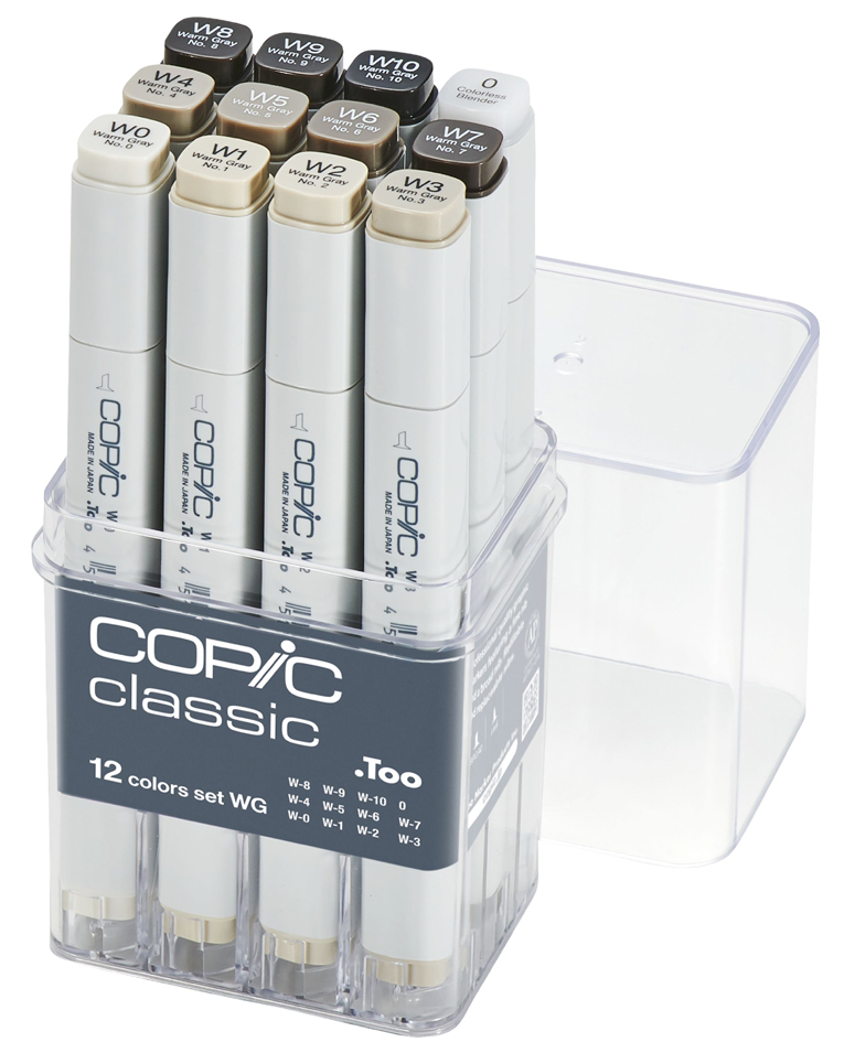 COPIC Marqueur classic, set de 12 gris 'WG', tons de gris