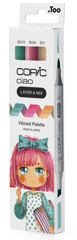 COPIC Marqueur ciao, set de 3 'Vibrant Palette'
