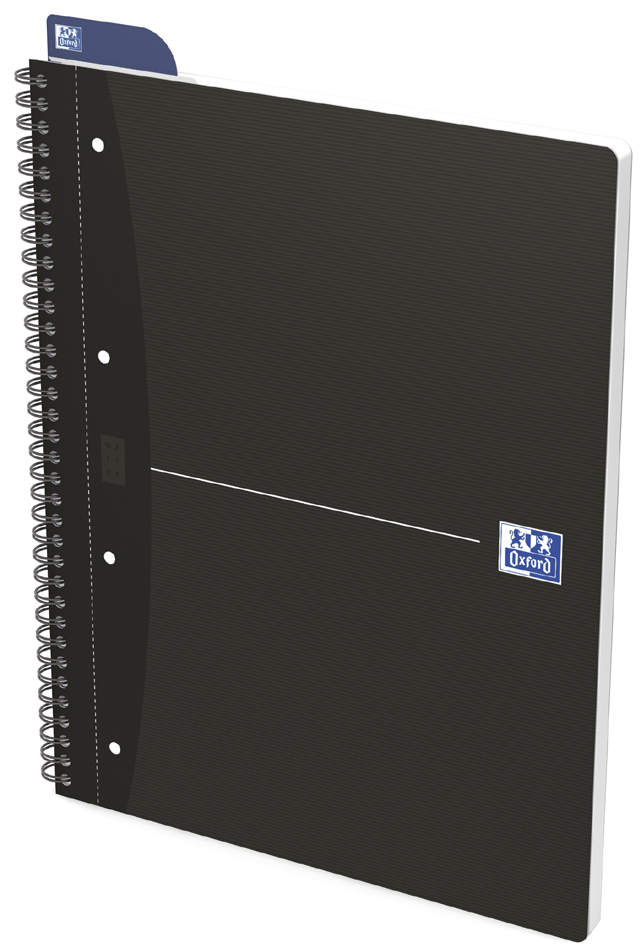 Oxford Cahier à spirale 'Smart Black', A4+, quadrillé, noir