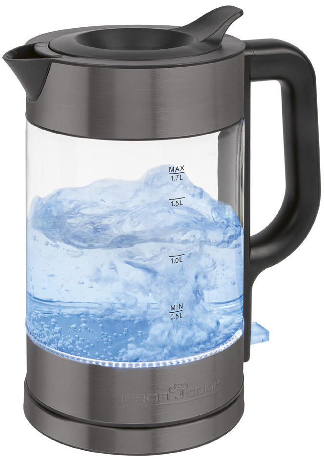 PROFI COOK Bouilloire PC-WKS 1322, 1,7 L, verre / dark inox