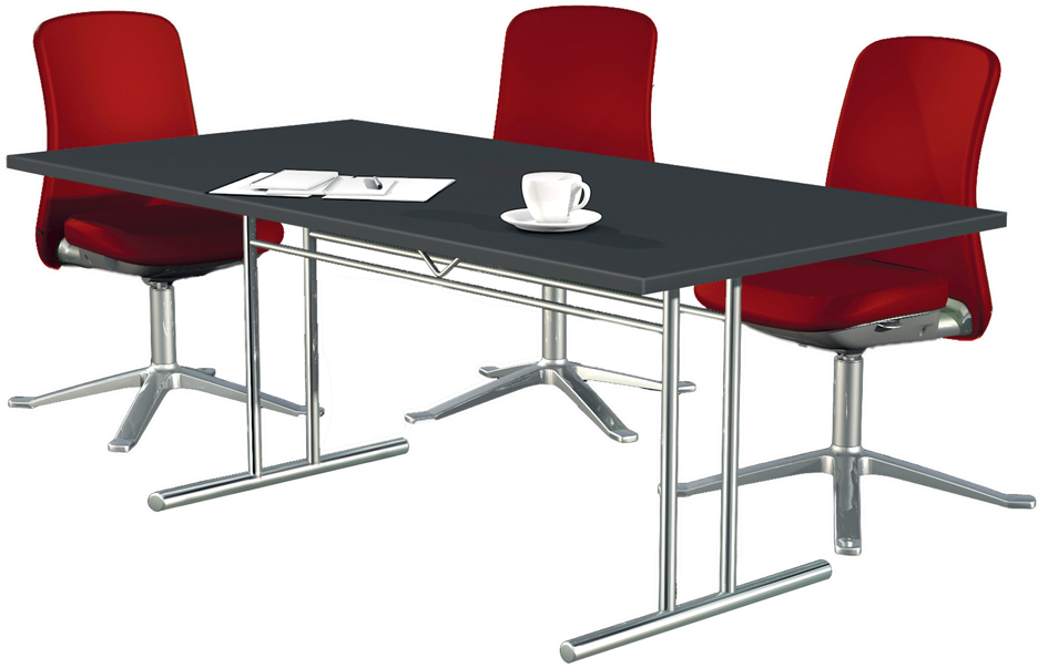 kerkmann Table de conférence ARTLINE, (L)2.000 mm piètement C (L)2.000 x (P)1.000 x (H)720 mm particules de bois / acier anthracite