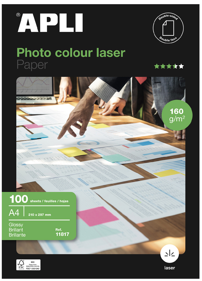 APLI Papier photo, A4, 160 g/m2, brillant recto/verso