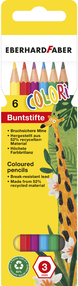 EBERHARD FABER Crayon de couleur COLORI, étui carton de 6