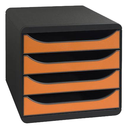 EXACOMPTA Module de classement BIG-BOX, 4 tiroirs, tangerine